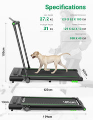 THERUN Folding Treadmill for Home, 2.5HP Under Desk Treadmill w/Remote and LED Display, Foldable Walking Treadmill w/ 3 Countdown Modes & 12 Programs, Shock Absorption, 1-12KM/H, No assembly, Green