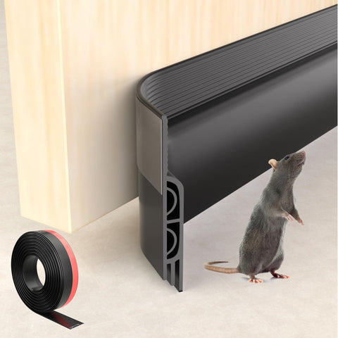 ESUFEIR 78"/2M Draft Excluder for Doors,Self Adhesive Draught Excluder for Bottom of Door,Silicone Draft Stopper Seal Strip for Soundproofing and Insulatuion,Black 78" L x2" W