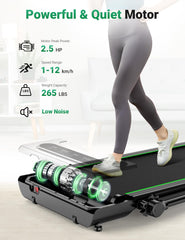 THERUN Folding Treadmill for Home, 2.5HP Under Desk Treadmill w/Remote and LED Display, Foldable Walking Treadmill w/ 3 Countdown Modes & 12 Programs, Shock Absorption, 1-12KM/H, No assembly, Green