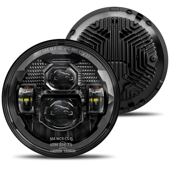 HWSTAR Pair New 1000% Bright Anti-glare 7 Inch Led Headlights Round Compatible with Jeep Wrangler JK JKU TJ LJ Chevy Ford GMC Dodge Mazda Nissan Mack VW etc DOT Approved H6024 Hi/Low Sealed Beam