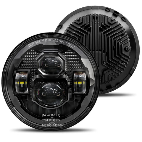HWSTAR Pair New 1000% Bright Anti-glare 7 Inch Led Headlights Round Compatible with Jeep Wrangler JK JKU TJ LJ Chevy Ford GMC Dodge Mazda Nissan Mack VW etc DOT Approved H6024 Hi/Low Sealed Beam