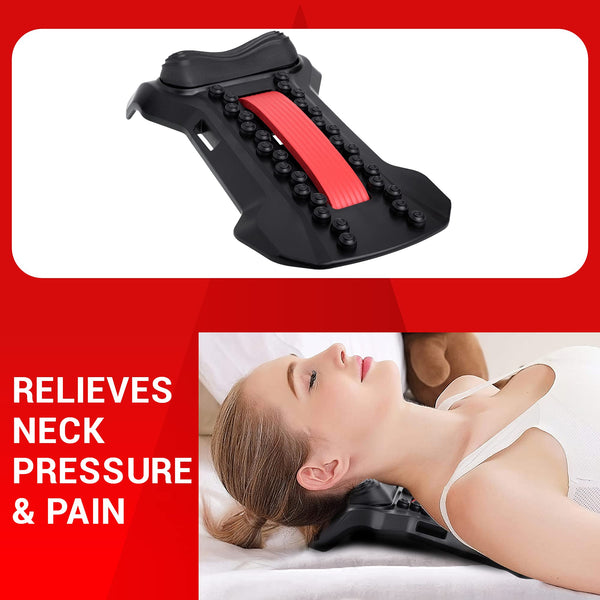 GMP SPORTS - 2in1 Back Stretcher Posture Corrector, Massager and Cervical Neck Stretcher for Back & Neck Relaxation & Pain Relief, Fitness, Acupressure and Lumbar Support Relaxation