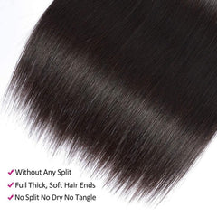Human Hair Bundles 26 28 30 Inch #1B Natural Black Straight Doubles Weft Weave Unprocessed No Shedding Virgin Human Hair Extension 3 Bundles Total 150g For Women