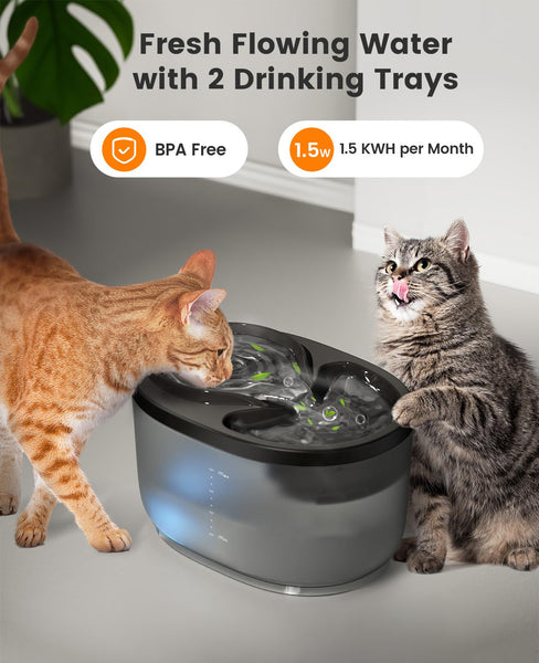 oneisall Cat Water Fountain for Drinking,Ultra Silent 2.5L Cat Water Fountain with Energy Efficient Pump,BPA-Free Water Fountain Cat Bowl,Easy to Clean Pet Water Fountain