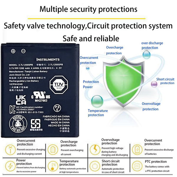 Aousavo 3.7L1200SPB Replacement Battery Compatible with Texas Instruments Battery TI-Nspire CX and CX CAS and CX II CAX, TI-84 Plus CE