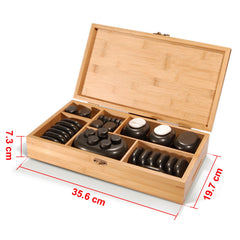 Master Massage Professional Hot Stone Set for Body Massage with Bamboo Box, 50pcs