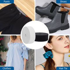 TOTSUN 6 Rolls of Black and White Stretch Elastic, Flat Elastic Bands Mixed Size Elastic Knit Spandex Spool for Sewing DIY Crafts Clothing (5m*1cm、2cm、3cm)