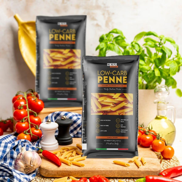 BeKeto Low-Carb Penne Pasta 250g - 86% Fewer Carbs Than Regular Pasta - High Protein, High Fibre - Keto Friendly, Gluten Free, Vegan