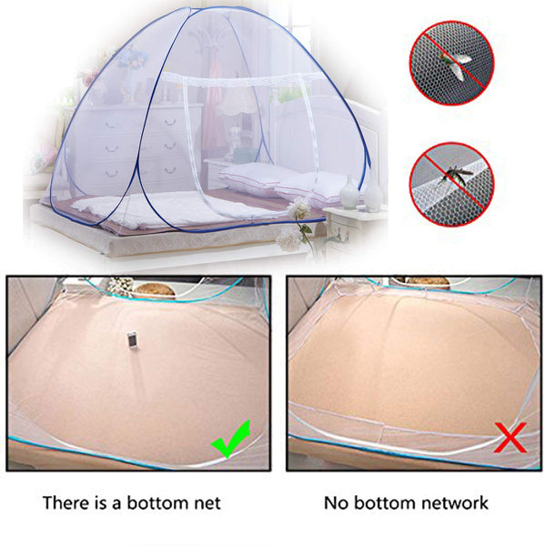 Mosquito Net Bed Canopy Camping Double Portable Travel Home Anti Mosquito Tent Foldable Pop Up Mosquito Net for King Bed Netting Free Standing Kids Adult Bottomed Sleep Bug Nets Outdoor(180*200*150cm)