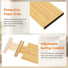 Lifewit 5" High 6 Pack Bamboo Drawer Dividers 45-55cm/17.5-22" Adjustable Wooden Drawer Organiser for Clothes, Expandable Kitchen Drawer Dviders, Drawer Separator in Bedroom/Bathroom/Dresser/Office