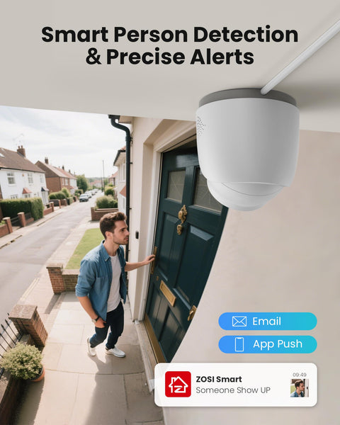 ZOSI 8CH 5MP PoE CCTV Camera System Outdoor Indoor, 2.5K 8 Channel H.265+ PoE NVR Built-in 2TB HDD, 4X 4MP Wired Home Security Cameras, AI Human Detection, 100ft IR Night Vision, Remote Access