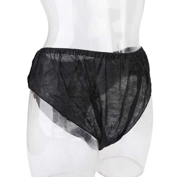 Jonlaki Men's Disposable Underwear - 10pcs Incontinence Briefs for Travel, Spa, Sauna & Salon - Soft, Breathable Black