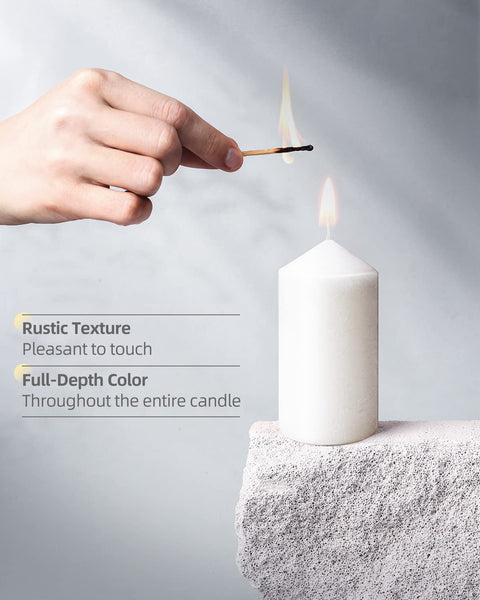 TRINIDa Premium Large Pillar Candle - 8 Pack White Pillar Candles in Eco-Kraft Paper Box, 50 x 100 mm | 25 Hour Long Burning Time - Ideal for Church, Home Decor and Special Occasions