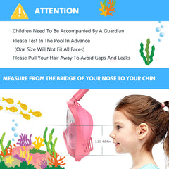Kids Snorkel Mask Full Face, Snorkeling Gear for Kids 3-14 with Camera Mount, 180 Degree Panoramic View Snorkeling Set Anti-Fog Anti-Leak (Blue+Pink)