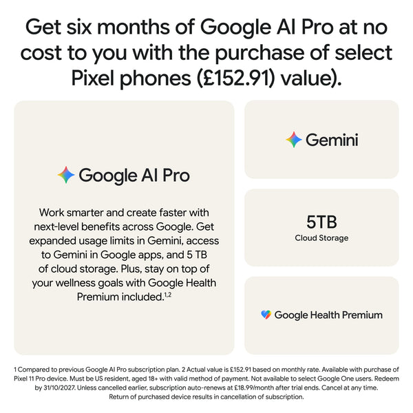 Google Pixel 11 Pro – Unlocked Android Smartphone - Obsidian, 1TB