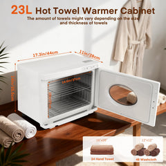 iklestar Hot Towel Warmer, 23L Professional Spa Towel Heater Cabinet with Clip, Extra Large Estheticians Towels Heating Machine for Massage Salon Barbershop, White