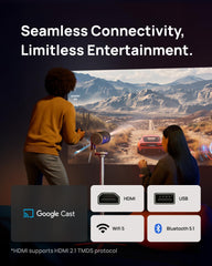 XGIMI MoGo 4 2025 NEW Portable Projector with PowerBase Stand, 5 Hours of Playtime, Google TV with Licensed Netflix, 360° Adjustable Stand, 450 ISO Lumens, 2 x 6W Harman Kardon