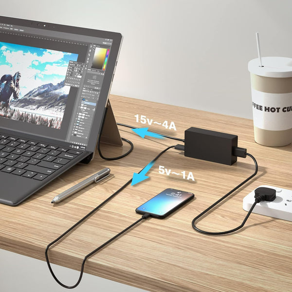 SKOTSLYE 65W Laptop Charger Compatible with Surface Pro/Laptop/Book/Go
