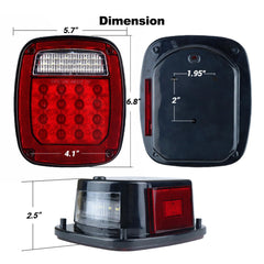 Tail Lights Assembly Replacement for 1979-2006 Wrangler TJ YJ CJ5 CJ7 Red Square Rear Combination Tail Lamps with Passenger and Driver Side Marker Stop Turn Signal Brake Lights DOT Certified, 2Pcs