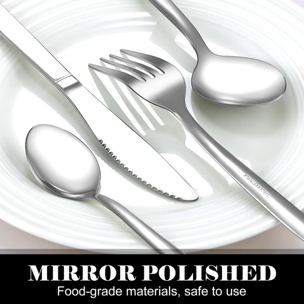 Bestdin Cutlery Set - 16 Piece Cutlery Set for 4 People, Stainless Steel Tableware Silverware Set with Spoon Knife and Fork Sets, Ideal for Home/Party/Restaurant, Mirror-Polished & Dishwasher-Safe