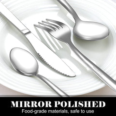Bestdin Cutlery Set - 16 Piece Cutlery Set for 4 People, Stainless Steel Tableware Silverware Set with Spoon Knife and Fork Sets, Ideal for Home/Party/Restaurant, Mirror-Polished & Dishwasher-Safe