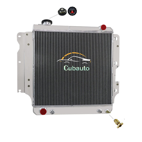 Cubauto 3 Row Aluminum Radiator Compatible For 87-06 Jeep Wrangler YJ/TJ 2.4L 2.5L 4.2L 4.0L 3 Core Radiators