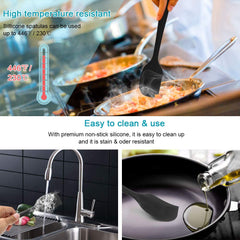Vicloon Silicone Spatulas Spoons Set, Silicone Kitchen Utensils Including Rubber Spatula, Non-Stick and Heat Resistant for Cooking, Baking and Mixing (Black - 6Pcs)