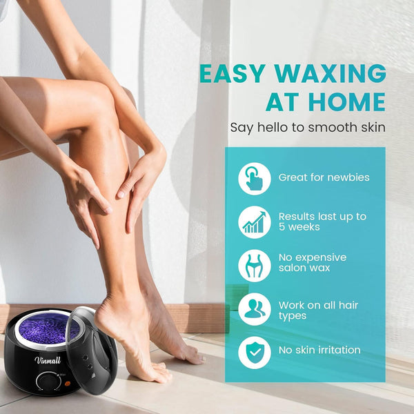 Waxing Kits Wax Heater for Hair Removal: 4 * 100g Hard Waxing Beads & 30 Waxing Sticks Waxing Machine Kit for Home Use Wax Kit Home Waxing Kit for Women/Men