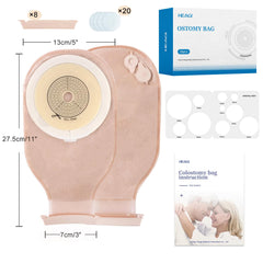 Heagimed 20 Pack Stoma Bags, 15-60mm One-Piece Drainable Stoma Bag with Exhaust and Deodorising Holes Closure for Ileostomy Stoma Care (Including 20 X Aromatherapy Tablets)