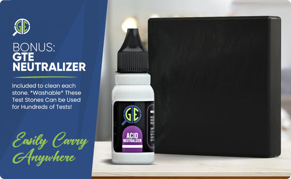 Gold Silver Platinum Jewelry Testing Kit 6 JSP Solutions 10K 14K 18K 22K 24K Silver, Platinum Large Test Stone Neutralizer & Bamboo Box Precious Metal Test Bars