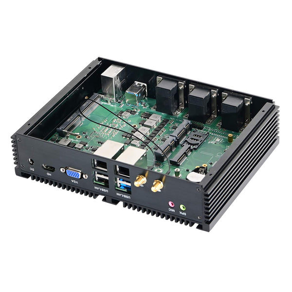 HUNSN Industrial Computer, Fanless Mini PC, Windows 11 / Linux Ubuntu, I5 8250U 8259U 8260U 8350U 8265U, IM07, GPIO, Watchdog, WOL, SIM Slot, 2 x LAN, 6 x COM, 32G DDR4 RAM, 128G SSD