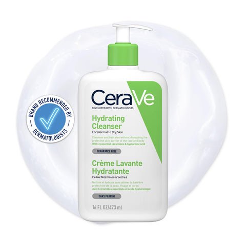 CeraVe Hydrating Cleanser with Hyaluronic Acid and 3 Essential Ceramides for Normal to Dry Skin 473ml