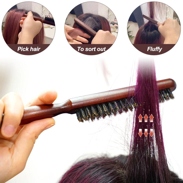 Sularpek Slick Back Hair Brush, Boar Bristle Hair Brush, Detangler Hairbrush, Suitable for Long Thick Curly Wavy Dry or Damaged Hair Reducing Hair Breakage