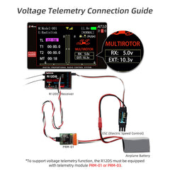 Radiolink AT10II 12 Channels RC Transmitter and R12DS Receiver Kit with PRM-01,Voltage Telemetry,2.4GHz Radio 4KM Remote Controller Receiver Kit for RC Airplane,Racing Drone,Helicopter,Car,Boat(Mode2)