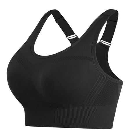 Litherday Sport BH Damen Push Up Sports Bra Starker Halt Sport BH Ohne Buegel mit Abnehmbar Gepolstert für Fitness Jogging Yoga, Schwarz, L