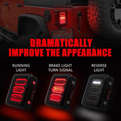 DKMGHT LED Tail Lights for Jeep Wrangler JK JKU 2007-2018, [DOT Approved] [Smoked Lens] [Plug n Play] Jeep JK Accessories Gen4 Devil's Eye Smoked