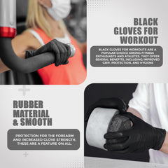 Black Nitrile Disposable Gloves - Latex-Free, Powder-Free, Pack of 100, Strong and Puncture-Resistant, Medical, Food Handling, Tatoo Barber Shop Gloves (Large)