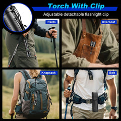Fsiviim 500000 lumens Led Torch Rechargeable, Torches Led Super Bright, Powerful Flashlight Torch, High Power Torches for Camping, 5 Modes，Adjustable Zoomable