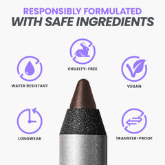 Wonderskin 1440 Longwear Brown Eyeliner Pencil, 3 Pack - Waterproof, Sharpenable Eyeliner Pencil & Smudge Proof Brown Eye Liner Pencils (Kalamata)