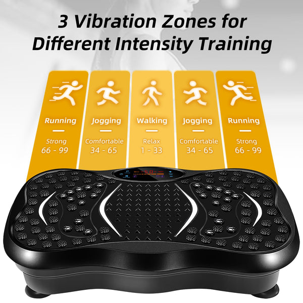 EVOLAND Vibration Plates, Vibration Fitness Exercise Machine for Home Use, with Bluetooth Speaker, 5 Program Modes, 2 Resistance Bands, Vibration Fitness Trainer, 330lb Max Load (B)