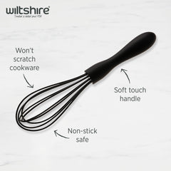 Wiltshire Silicone Whisk, Egg Whisk, Baking & Whipping Balloon Whisk, Heat-Resistant Utensil, Non-Stick, Non-Scratch, Midnight Black, 21x5x5cm