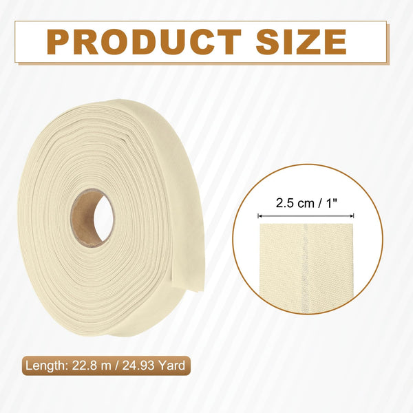 YELARXI Double Fold Bias Tape for Sewing, Quilt Binding Cotton Bias Tape Double Fold 1 Inch 25 Yards Fit for Hemming Seaming DIY Crafts Piping - (Beige)