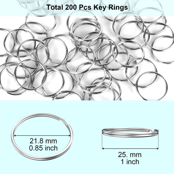 200PCS Key Rings, Split Bulk Keyrings for Keychain and Crafts (25mm)