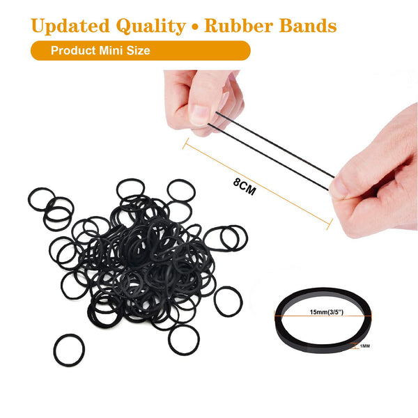Black Elastic Hair Bands, Yedtreg 500pcs Small Rubber Bands with Box, Soft Mini Hair Elastics Ties for Women, Kids, Braids, Ponytails and Beard