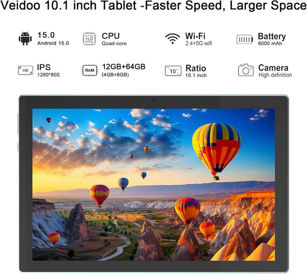CUPEISI CP20PRO 10.1" Android 14, 8GB RAM+64GB ROM+1TB Expandable, 2 in 1 with Keyboard/Case/Mouse/Pencil, Black