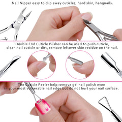 Nail Buffers and Files, FANDAMEI Manicure Tools Kit with 3PCS Nail File, 2PCS Nail Buffer, Rectangular Nail Buffer Block, Cuticle Nippers, Cuticle Pusher, Cuticle Peeler. Cuticle Oil and Nail Brush