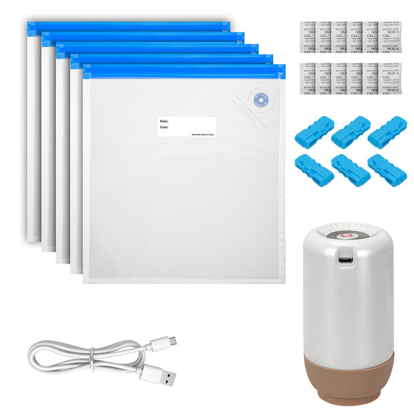JAOUI 3D Printer Filament Storage Bags Vacuum Sealed Kit, 30 Pack Filament Storage Bags (30x34cm) with Electric Pump, Desiccants and Sealing Clips, Filament Vacuum Storage Kit for Keeping Filament Dry