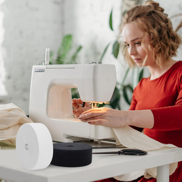 TOTSUN 6 Rolls of Black and White Stretch Elastic, Flat Elastic Bands Mixed Size Elastic Knit Spandex Spool for Sewing DIY Crafts Clothing (5m*1cm、2cm、3cm)