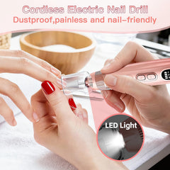 Electric Nail File, Professional Cordless Electric Nail Drill, 15 in 1 Nail Files Dust Cover Pedicure Sets - Rechargeable Nail Drill Machine Efile for Acrylic Gel Nails, Manicure Set Salon Home