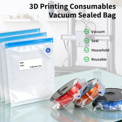 JAOUI 3D Printer Filament Storage Bags Vacuum Sealed Kit, 30 Pack Filament Storage Bags (30x34cm) with Electric Pump, Desiccants and Sealing Clips, Filament Vacuum Storage Kit for Keeping Filament Dry
